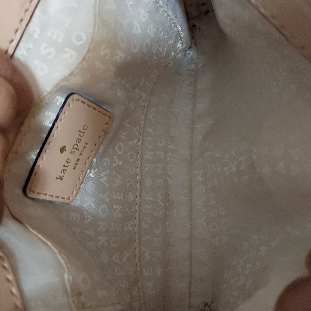 Kate Spade, EUC, Crossbody Bag, Leaf Print, Snap Closure, Color Pink, White - Picture 10 of 13